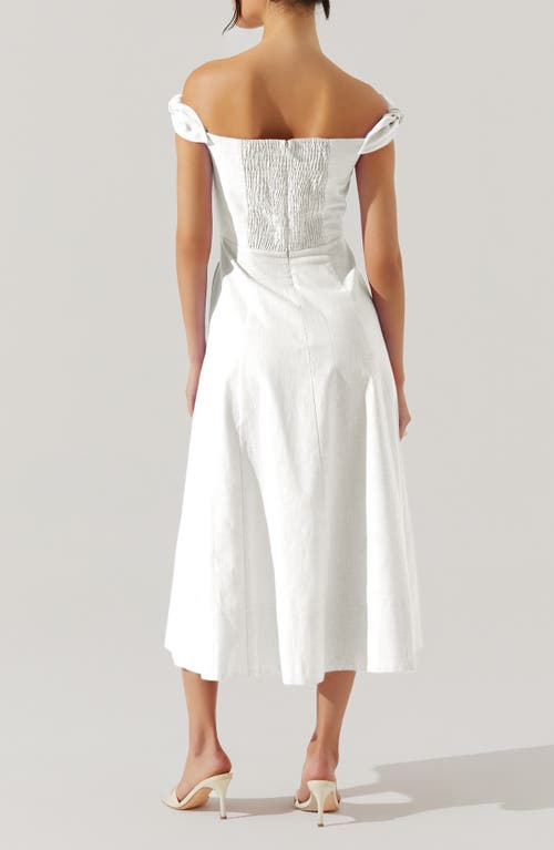 Astr The Label Charelin Off The Shoulder Linen Blend Midi Sundress In White