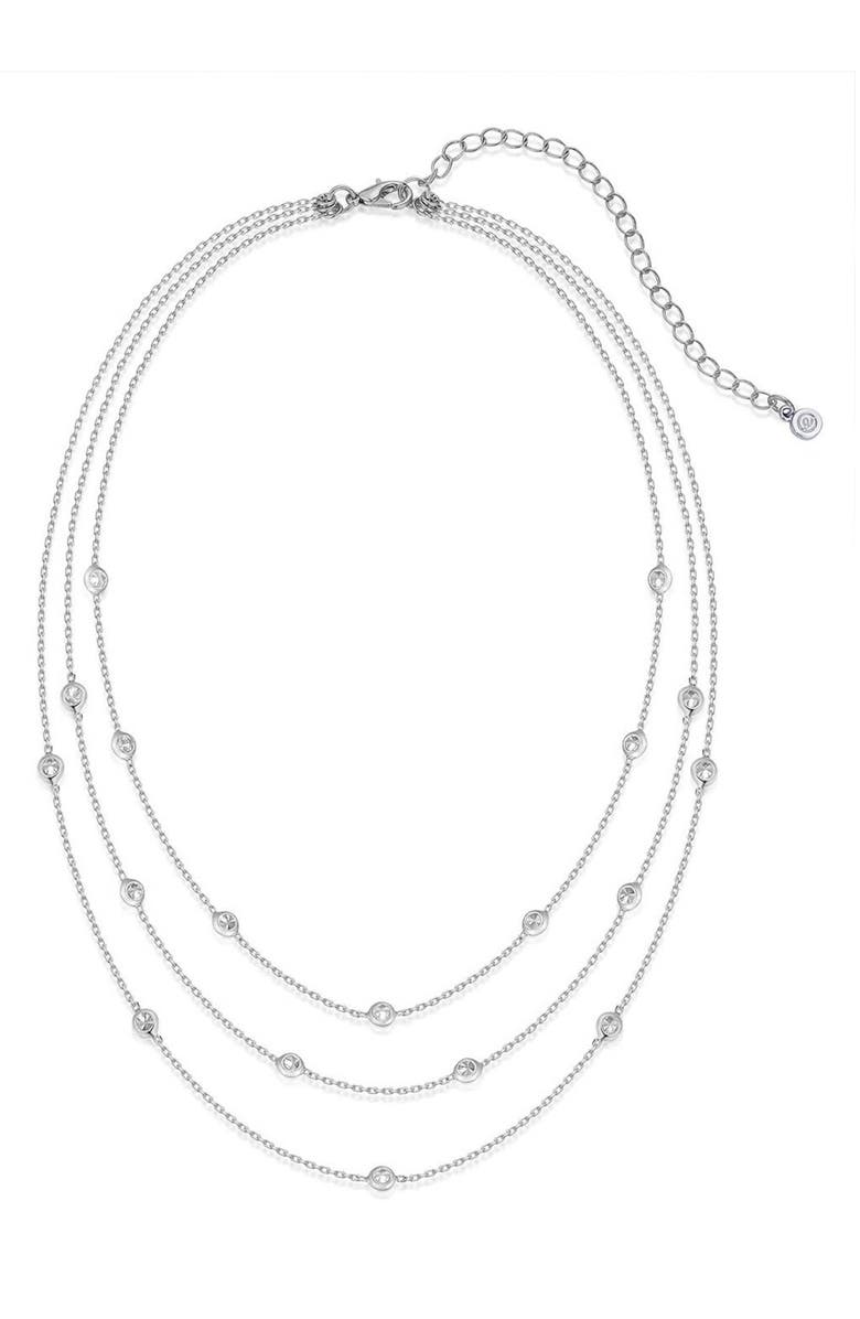 Ettika Crystal Station Layered Necklace, Main, color, Silver