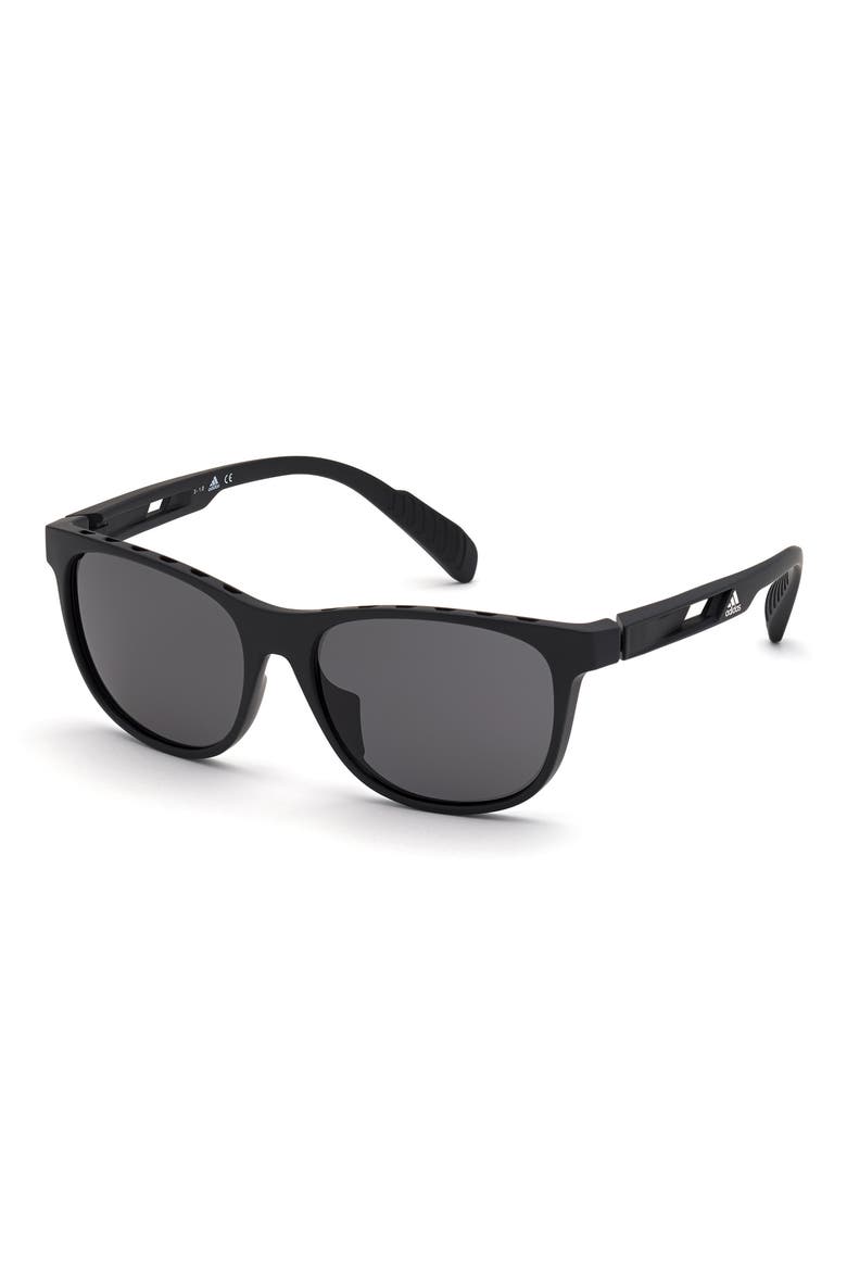 55mm Round Sunglasses, Alternate, color, MATTE BLACK / SMOKE POLARIZED
