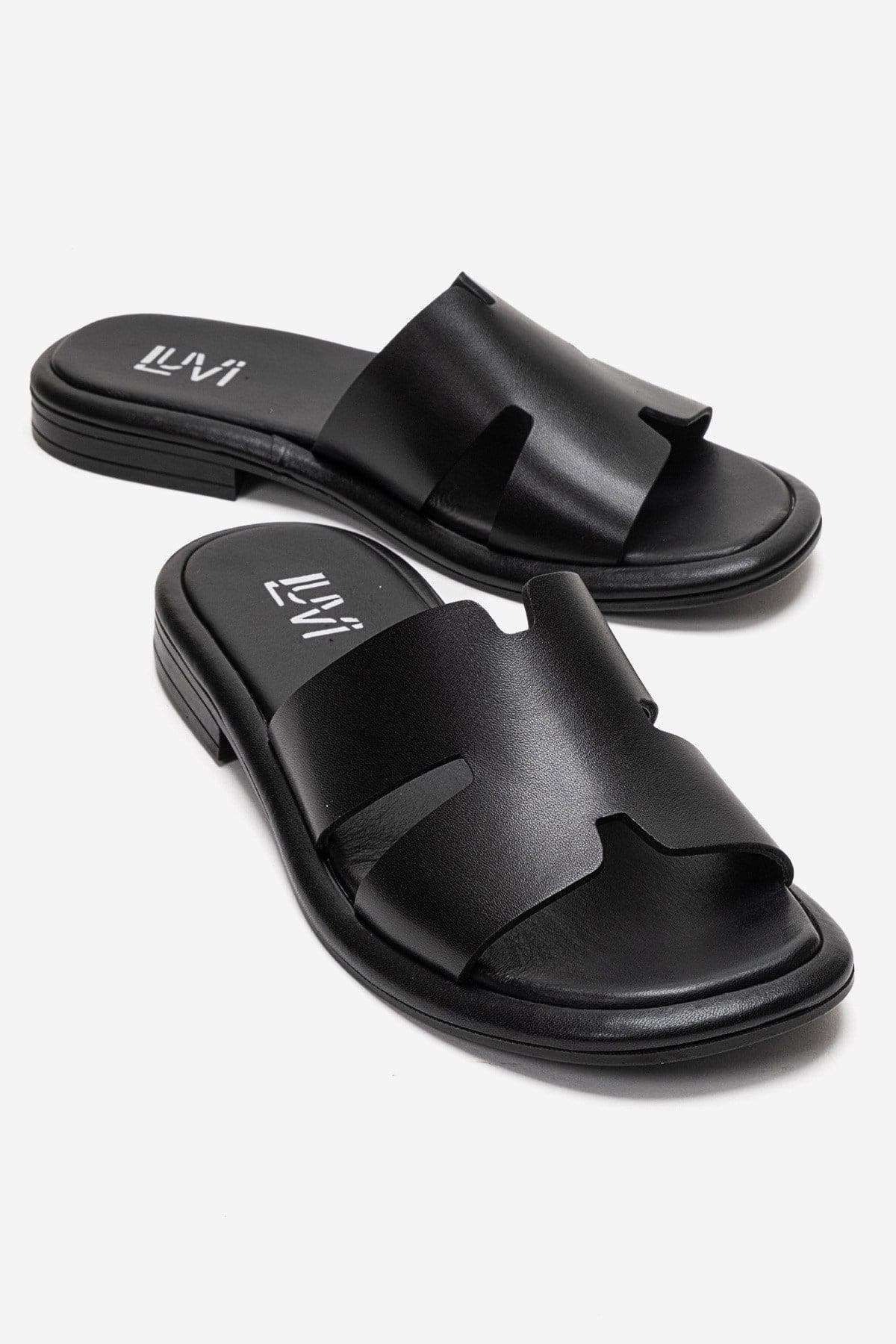 Forever & Always Shoes Brio Leather Slide, Main, color, Black