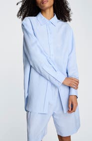 Kenneth Cole Long Linen Blend Button-Up Shirt