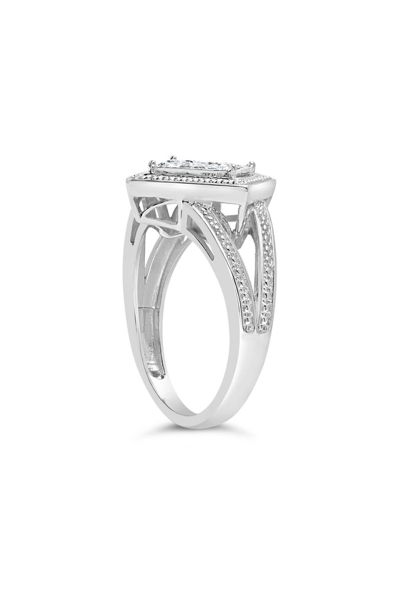 Silver 1/3 Ctw Diamond Rhombus and Beaded Halo Ring, Alternate, color, Silver