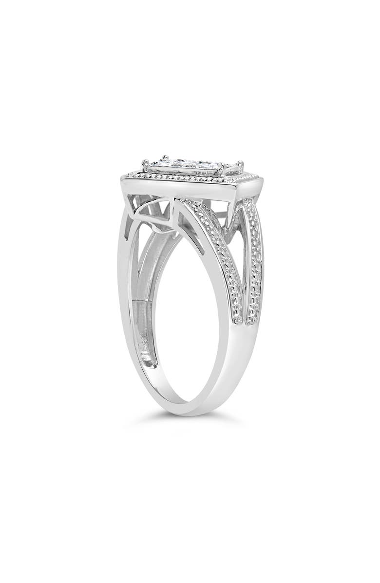 Haus of Brilliance Silver 1/3 Cttw Diamond Rhombus and Beaded Halo Ring, Alternate, color, Silver