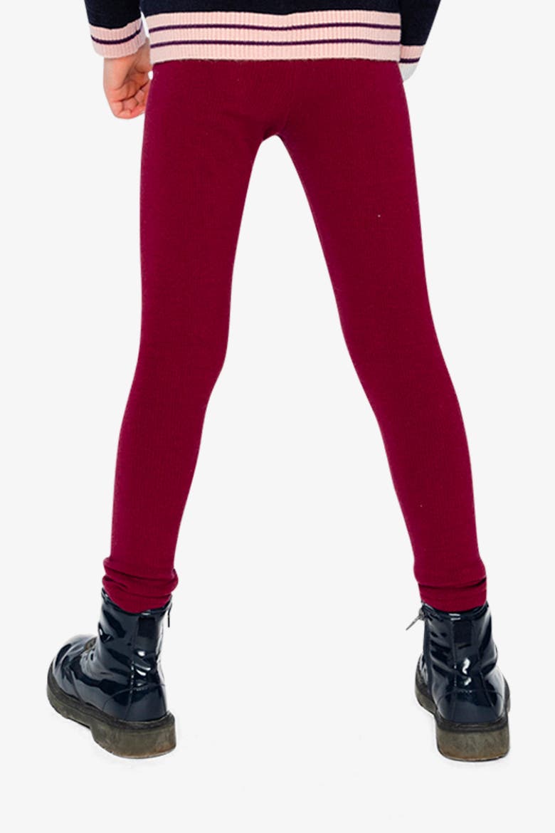 Rib Elastic Waist Logo Patch Leggings, Alternate, color, Reddish-Brown