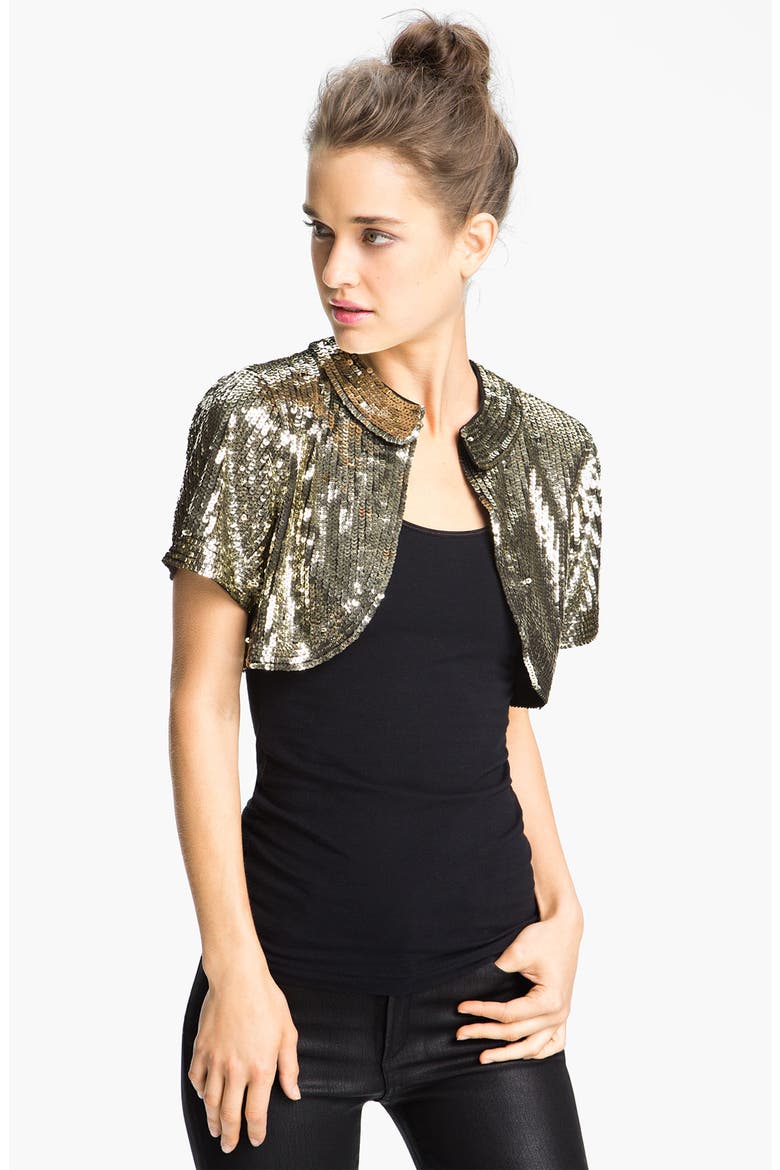 Short Sleeve Sequin Bolero, Main, color, GOLD