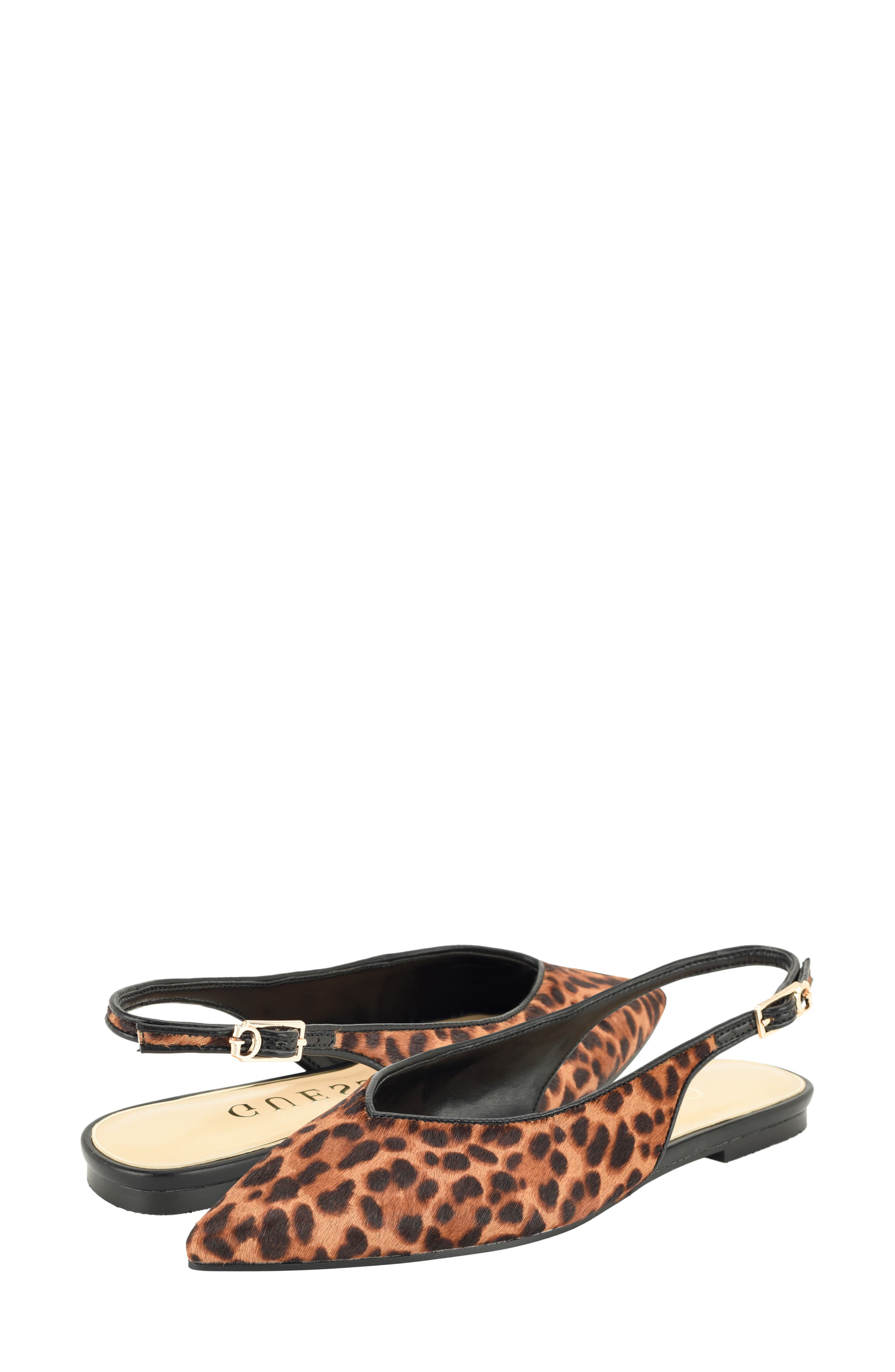 Dorazio Genuine Calf Hair Slingback Pointed Toe Flat, Alternate, color, BROWN