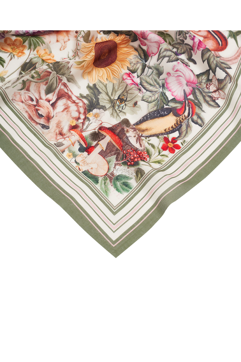 Botanical Large Rectangle Scarf, Alternate, color, Ivory & Green
