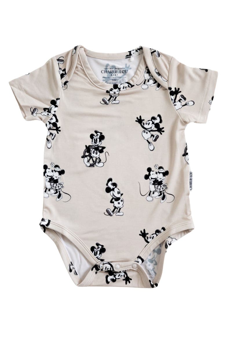 Steamboat Willie Snap Bodysuit, Main, color, Beige