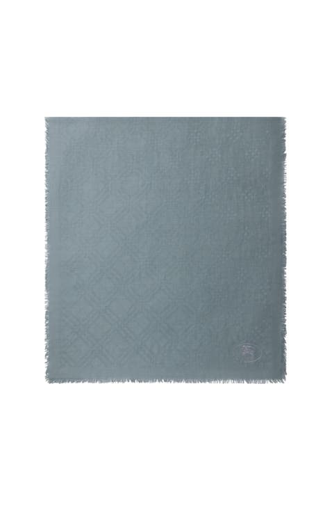 Wide Check Wool Silk Scarf