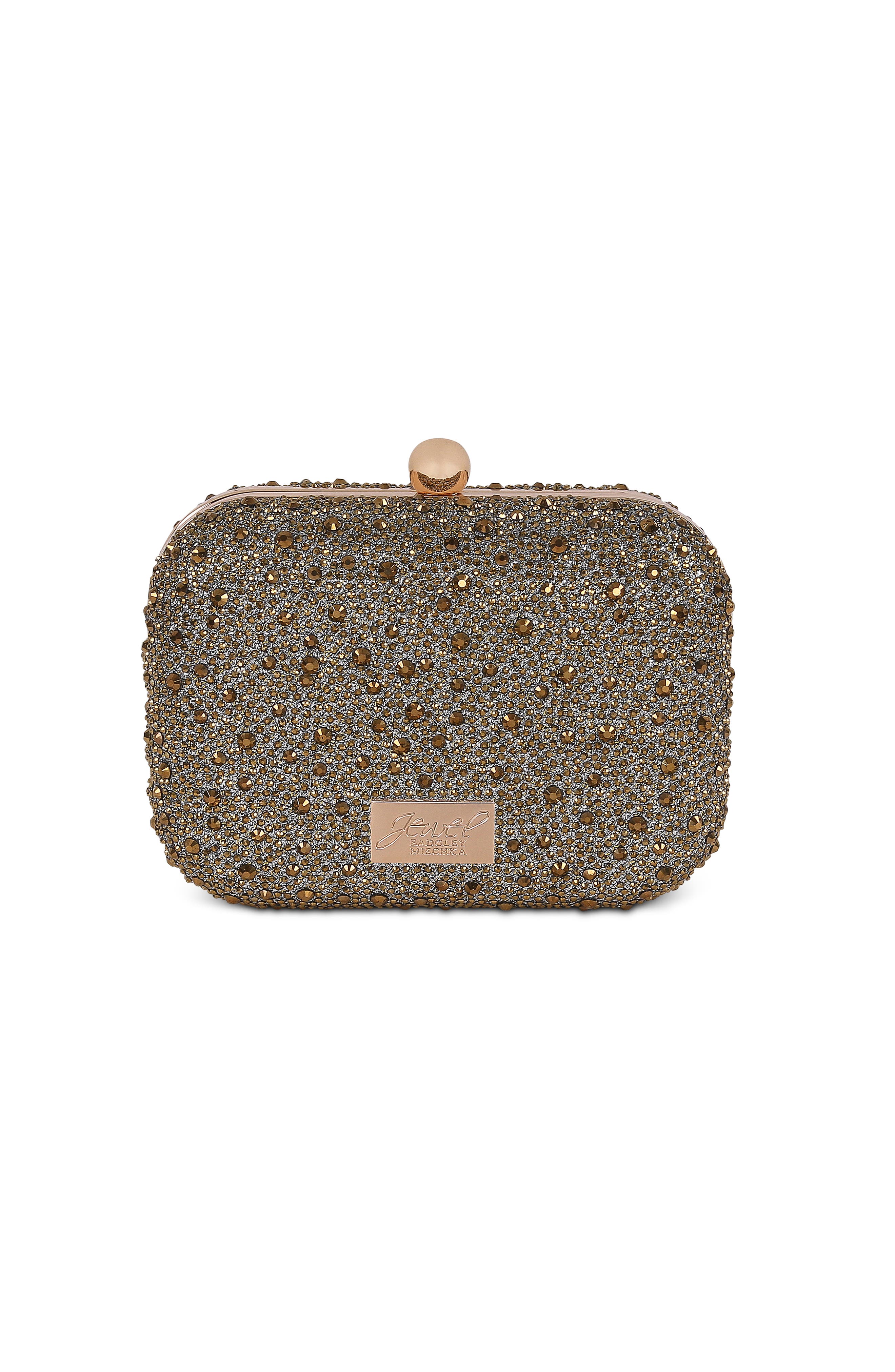 Jewel Badgley Mischka Celest Crystal Mini Minaudiere Clutch, Alternate, color, Gold