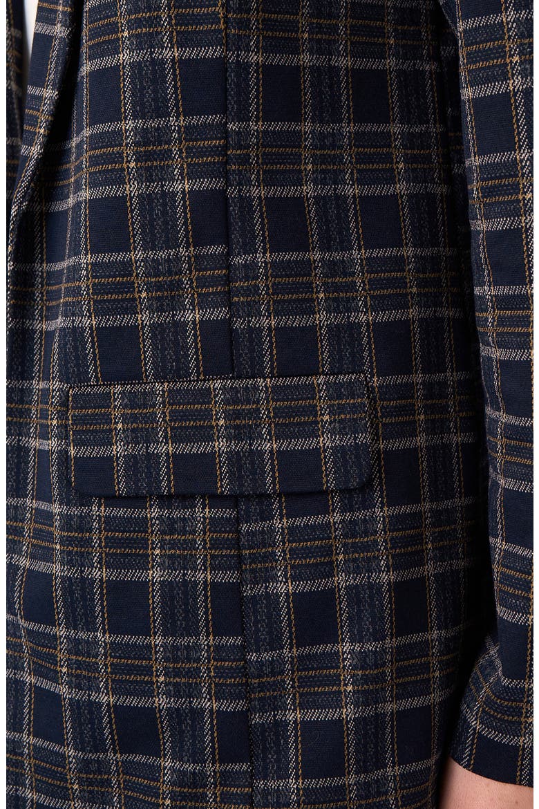 Plaid Boyfriend Blazer, Alternate, color, NAVY/ TAN PLAID