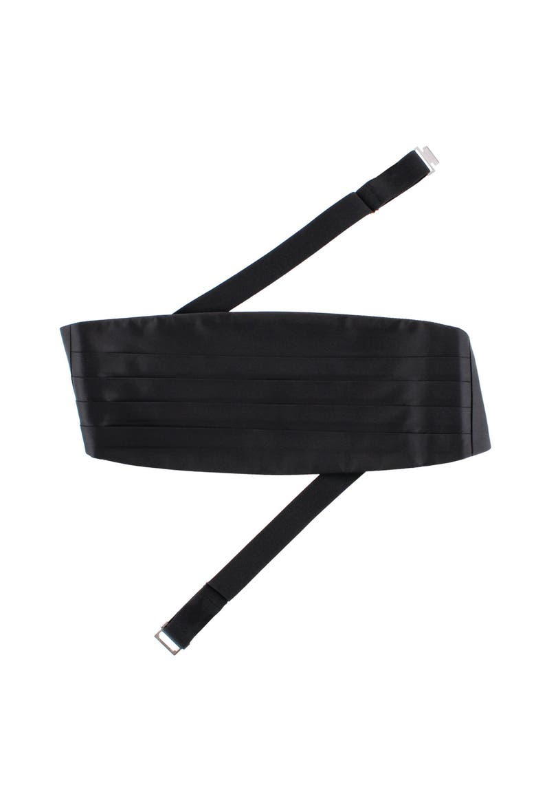 Big & Tall Sutton Solid Color Silk Cummerbund, Alternate, color, Black