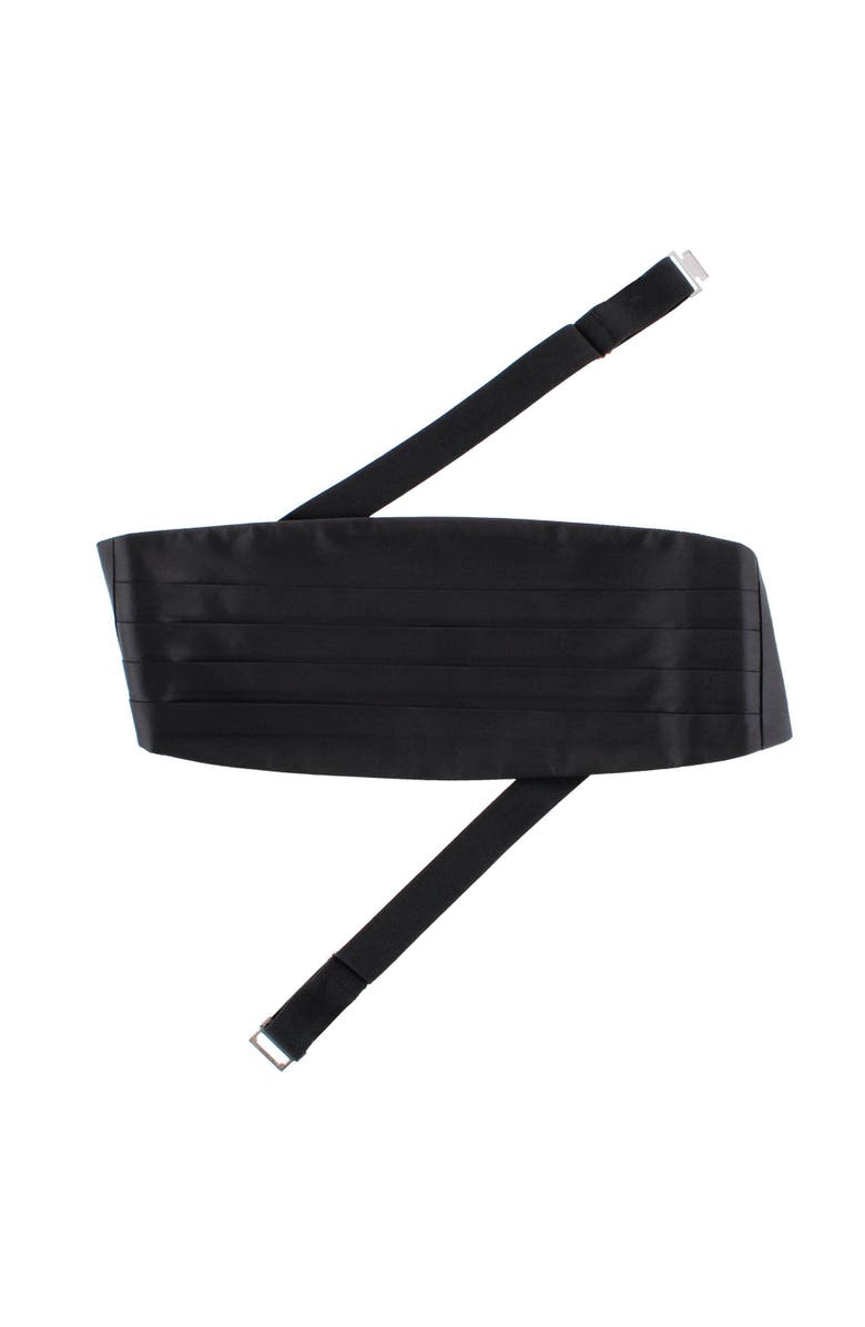 Trafalgar Big & Tall Sutton Solid Color Silk Cummerbund, Alternate, color, Black
