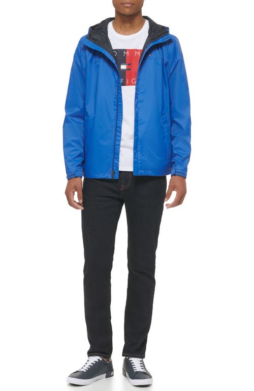 Tommy Hilfiger Hooded Rain Slicker Jacket In Blue