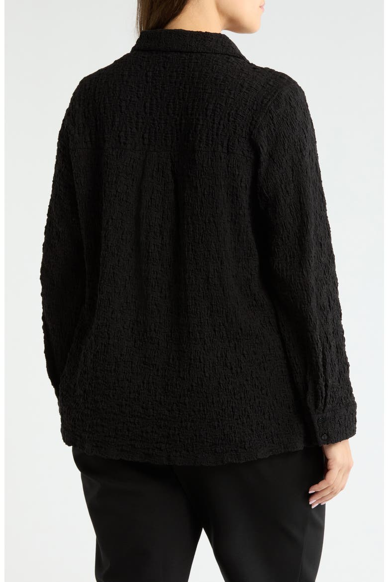 Slim Organic Cotton Blend Knit Button-Up Shirt, Alternate, color, BLACK