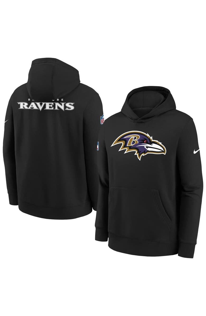 Nike Youth Nike  Black Baltimore Ravens Sideline Club Fleece Hoodie, Main, color, Black