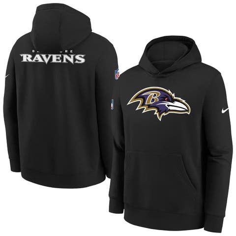 Youth Nike  Black Baltimore Ravens Sideline Club Fleece Hoodie