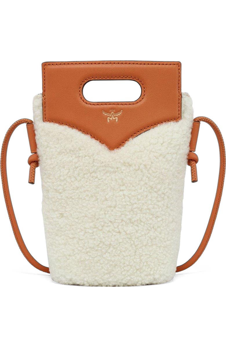 MCM Diamond Crossbody Pouch in Shearling and Calf Leather, Main, color,