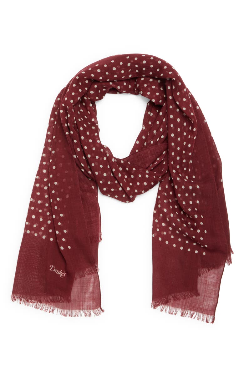 Drake's Polka Dot Wool Scarf, Main, color,