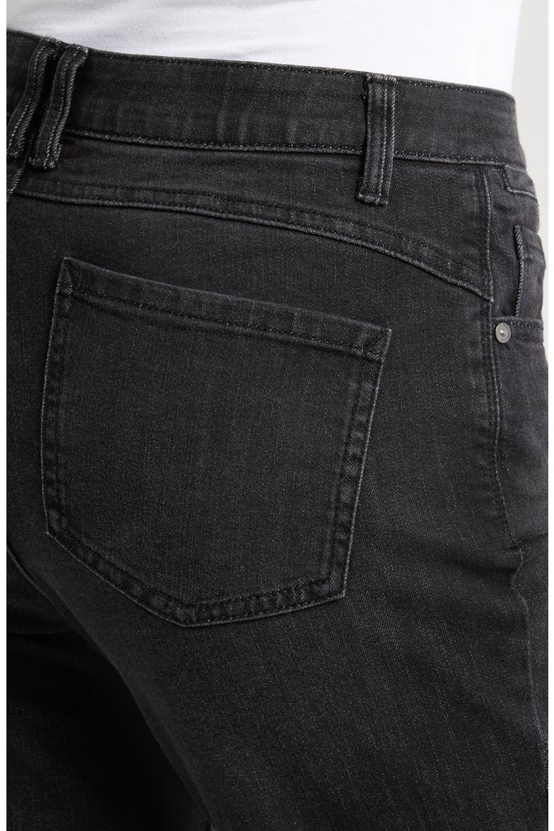 High Waist Cuff Hem Jeans, Alternate, color, WASHED BLACK