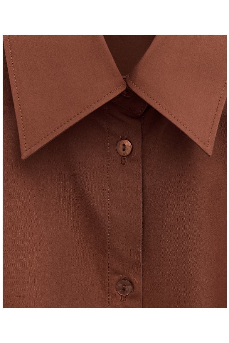 Oversize Faux Wrap Cotton Button-Up Shirt, Alternate, color, RUSSET