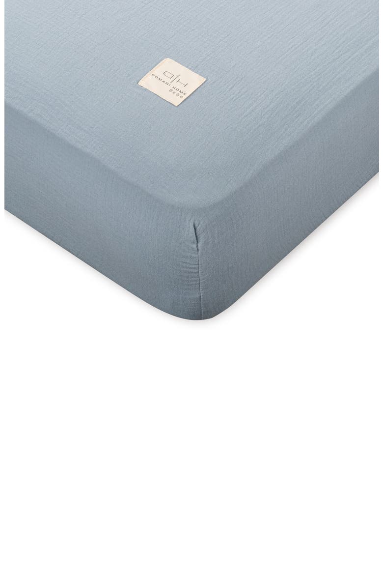 Cotton Gauze Crib Sheet, Main, color, BLUE