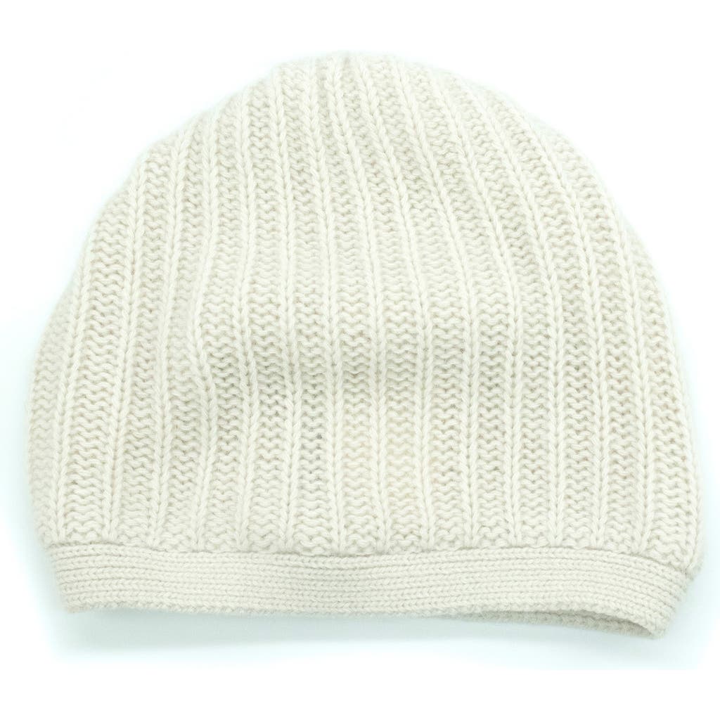 Portolano Rickrack Stitch Wool Blend Beanie In White