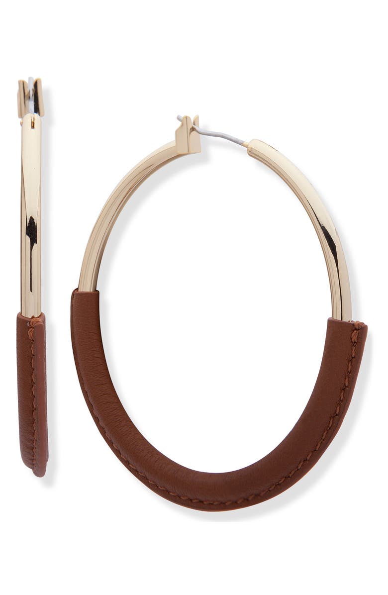 Lauren Ralph Lauren Leather Wrap Hoop Earrings, Main, color, 