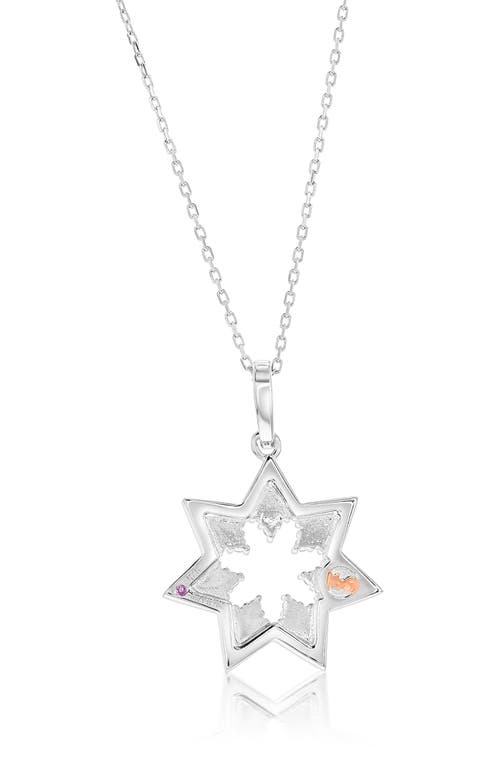 Suzy Levian White Sterling Silver White Cubic Zirconia Starburst Drop Pendant