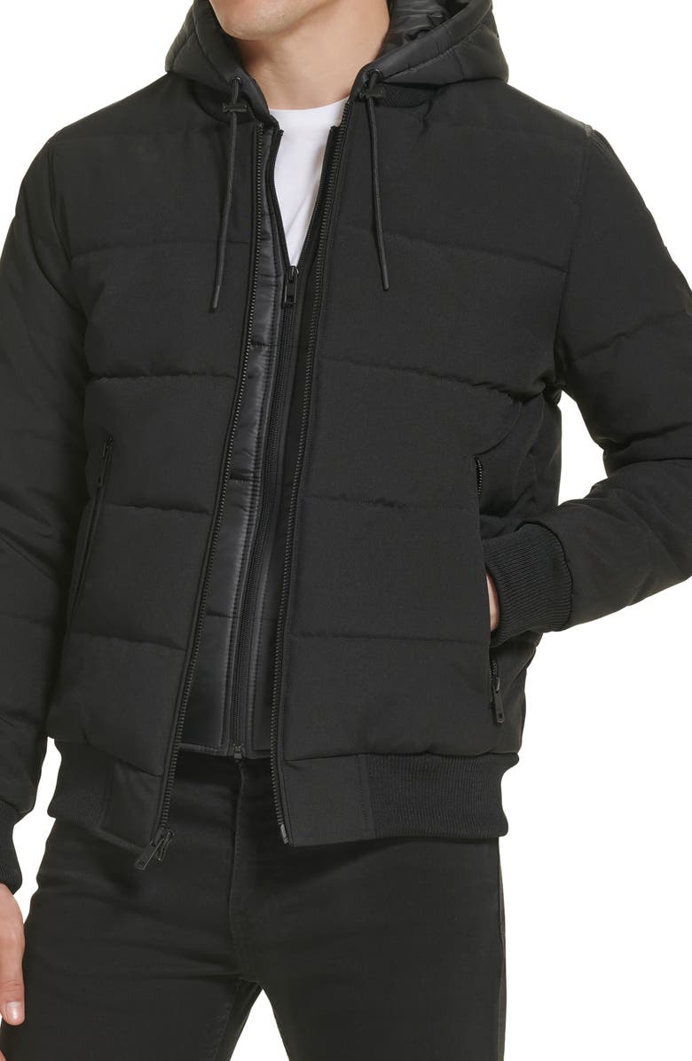 Kenneth Cole New York Oxford Hooded Bomber Jacket, Alternate, color,