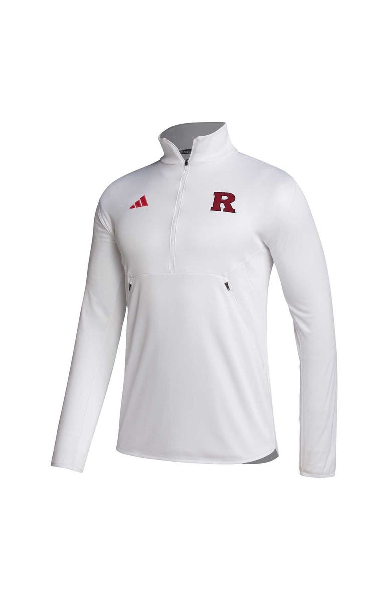 adidas Men's adidas White Rutgers Scarlet Knights 2023 Sideline AEROREADY Half-Zip Top, Alternate, color, 