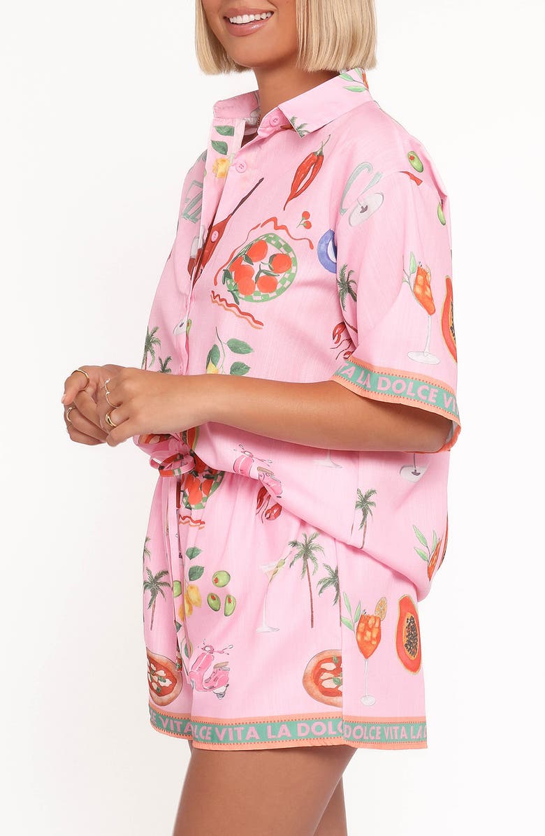 Petal & Pup Giulia La Dolce Vita Print Button-Up Shirt & Shorts Set, Alternate, color, Dolce Vita