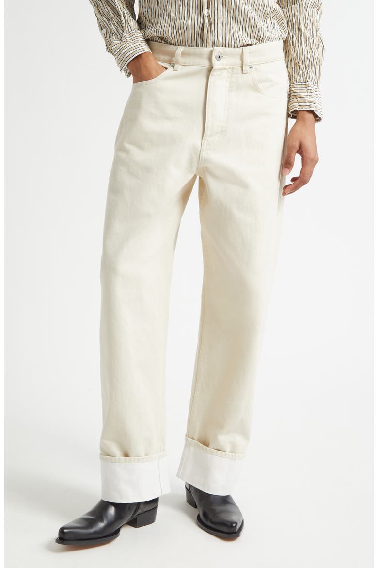 Turned Up Straight Leg Jeans, Main, color, 9247 PALE MERINGUE