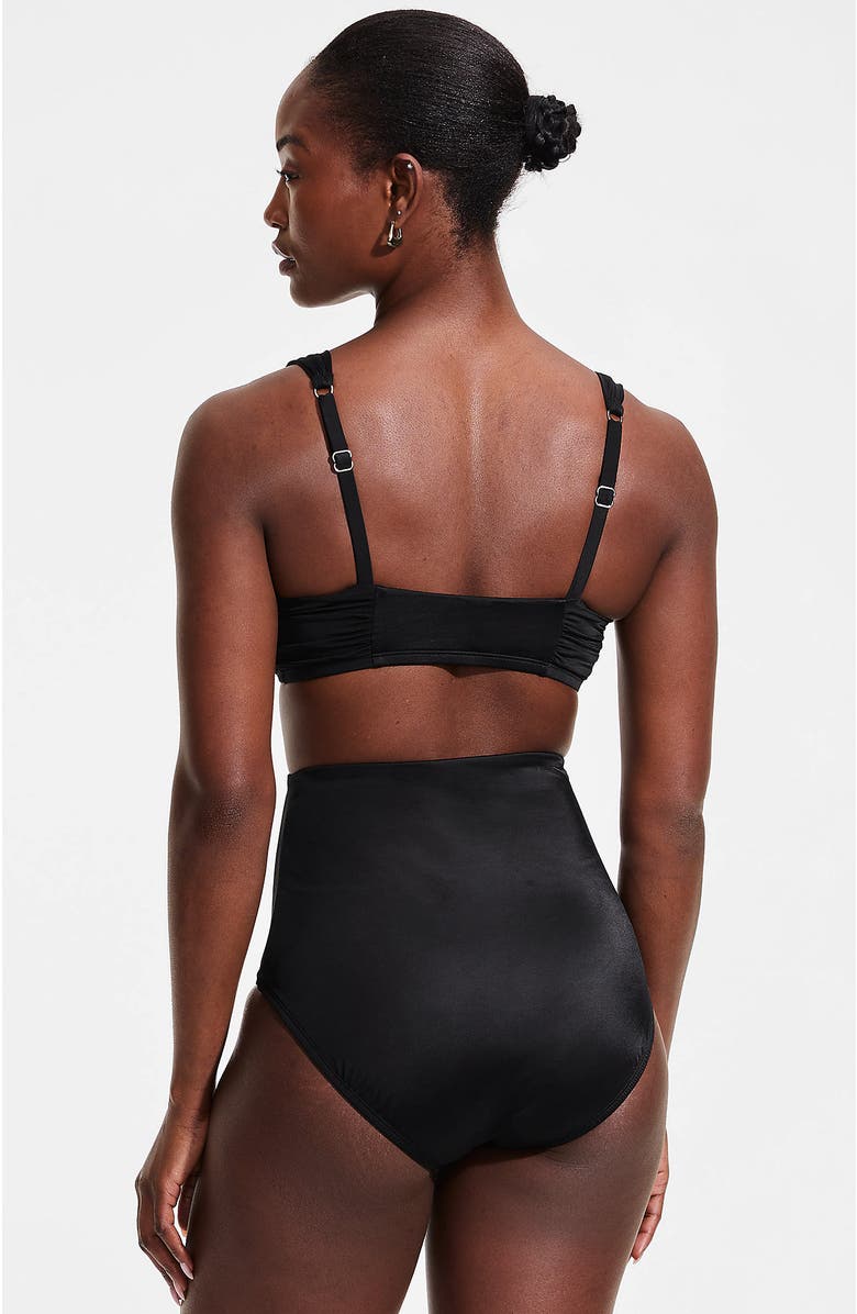 Lands' End Slender Lite Sweetheart Shirred Bikini Top, Alternate, color, Black