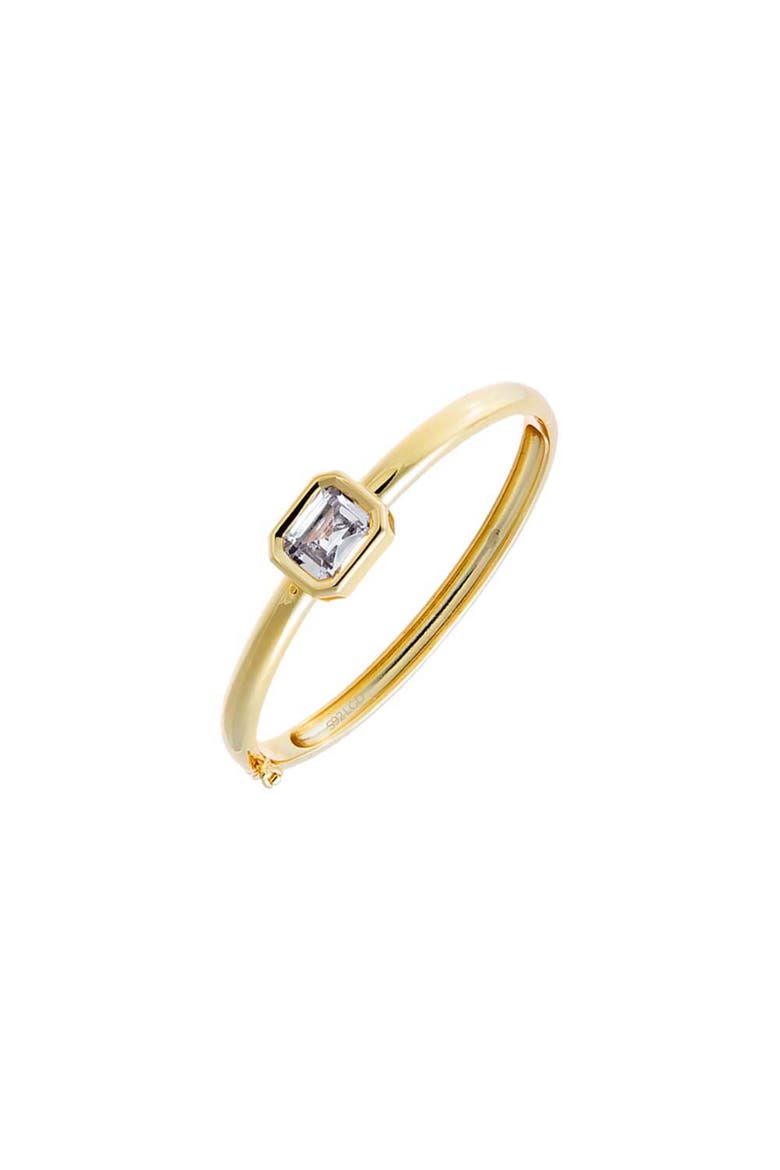 Lab Grown Diamond Emerald Wide Bezel Bangle Bracelet, Main, color, Gold
