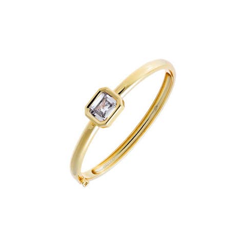 Lab Grown Diamond Emerald Wide Bezel Bangle Bracelet