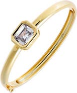 BY ADINA EDEN Lab Grown Diamond Emerald Wide Bezel Bangle Bracelet