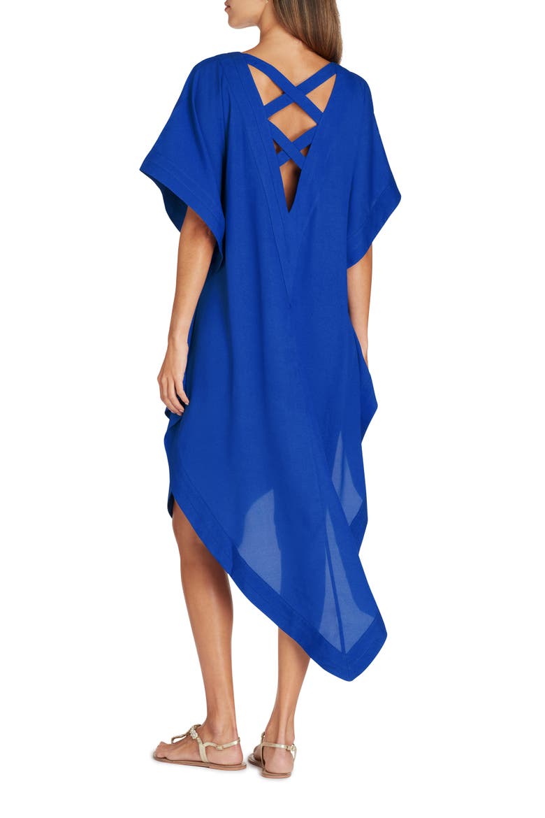 Aria High-Low Crepe de Chine Cover-up Dress, Alternate, color, Blue