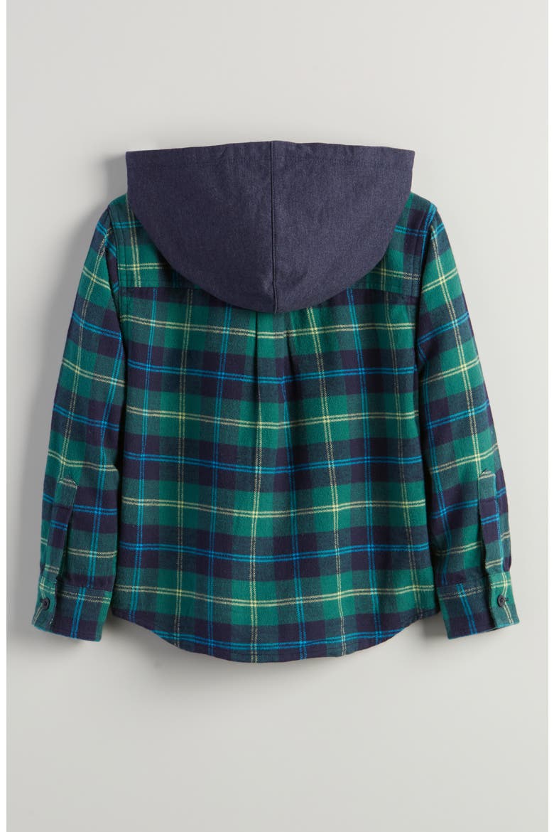 Kids' Hooded Flannel Shirt, Alternate, color, GREEN JASPER JOSE PLAID