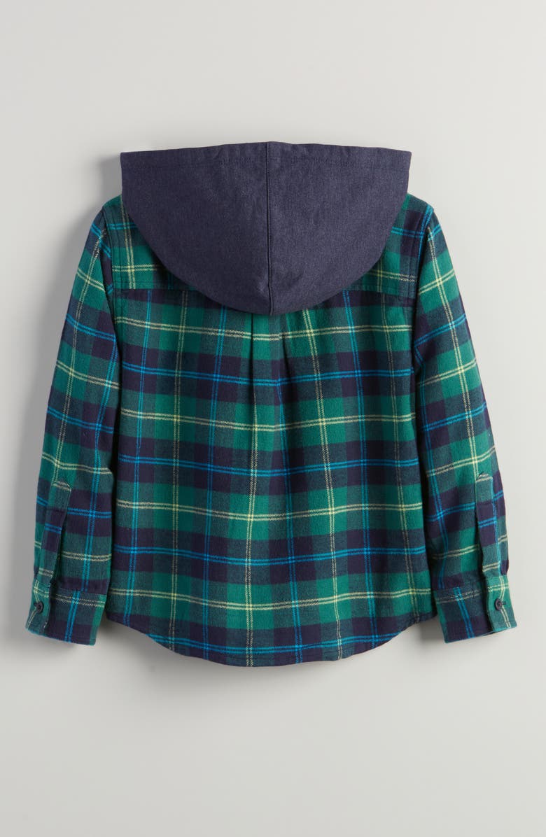 Tucker + Tate Kids
 Hooded Flannel Shirt, Alternate, color, Green Jasper Jose Plaid