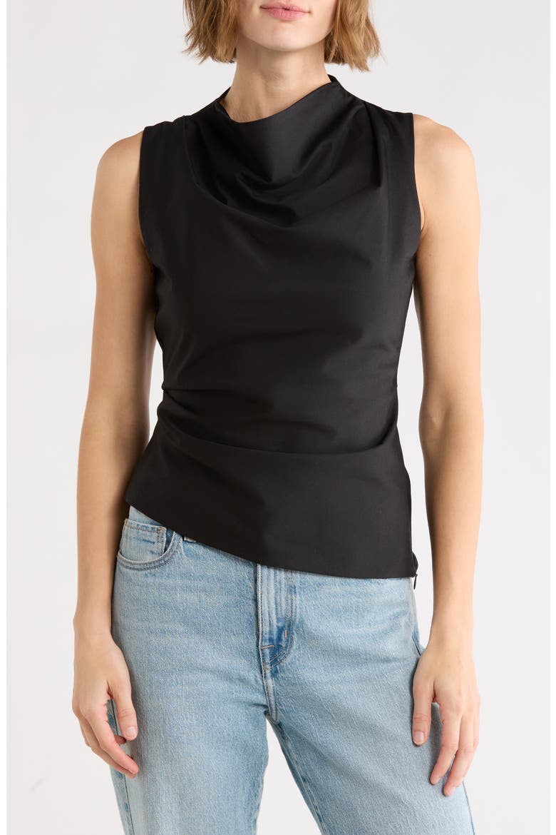 Caden Cowl Neck Cotton Top, Main, color, BLACK
