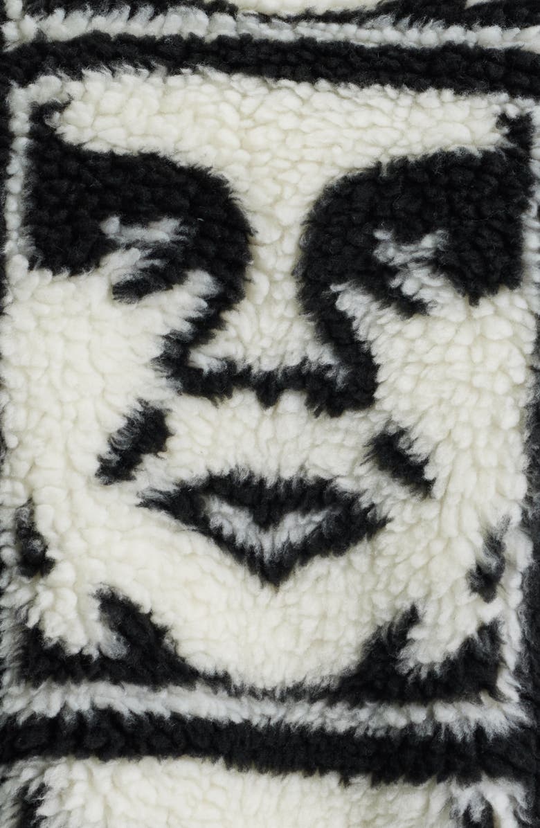 Obey Repeated Icon Insulated Fleece Zip Jacket, Alternate, color, Black Multi