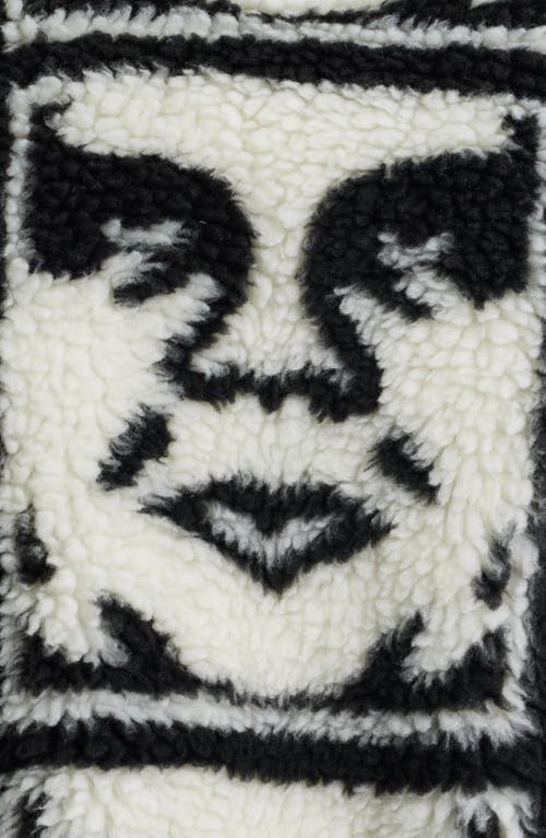 Obey Repeated Icon Insulated Fleece Zip Jacket In Black