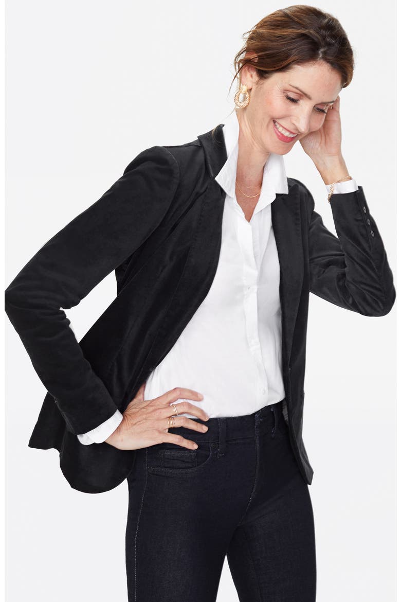 Velvet Blazer, Alternate, color, BLACK