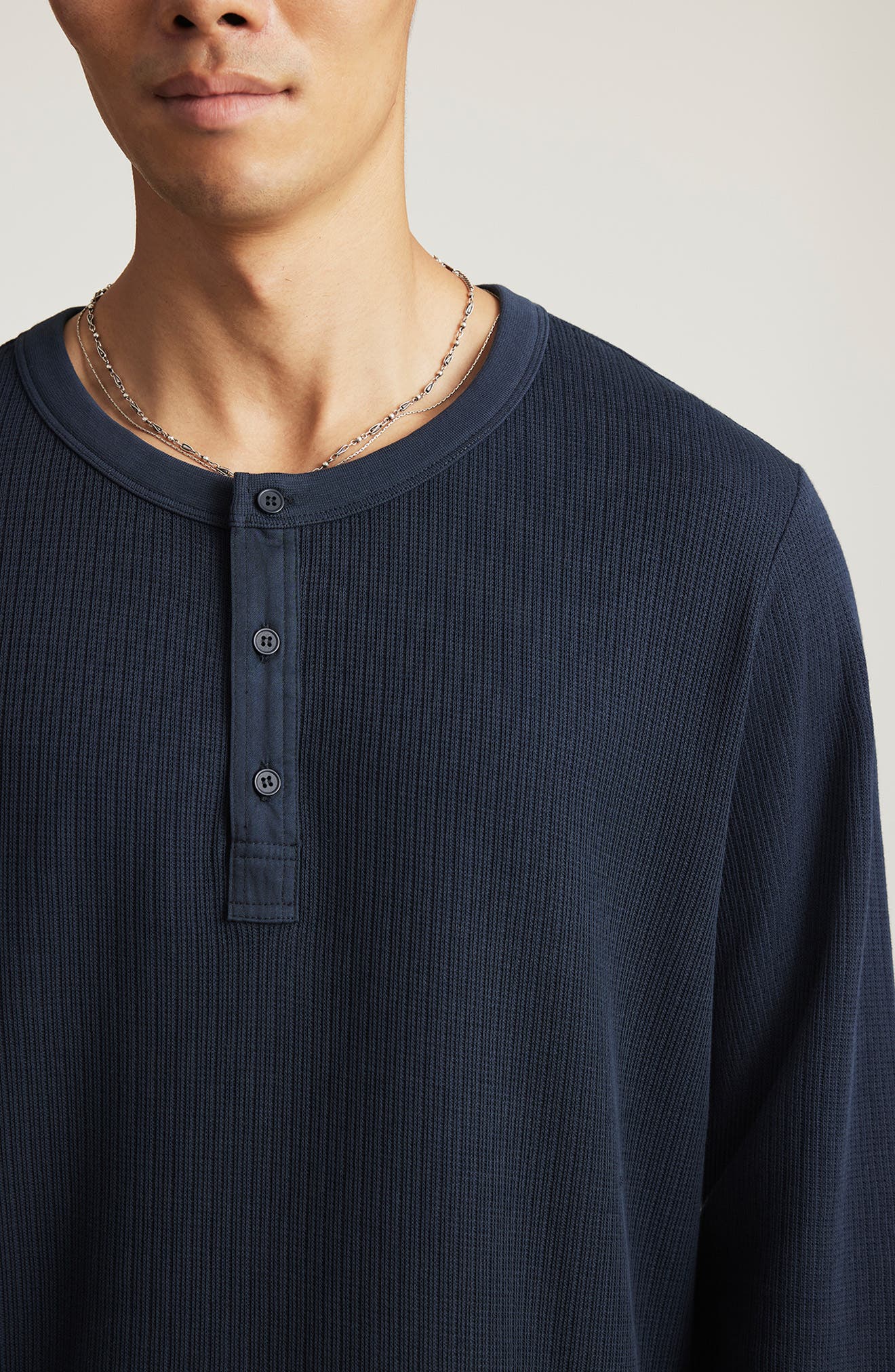 Regular Fit Waffle Knit Cotton Henley - image 2