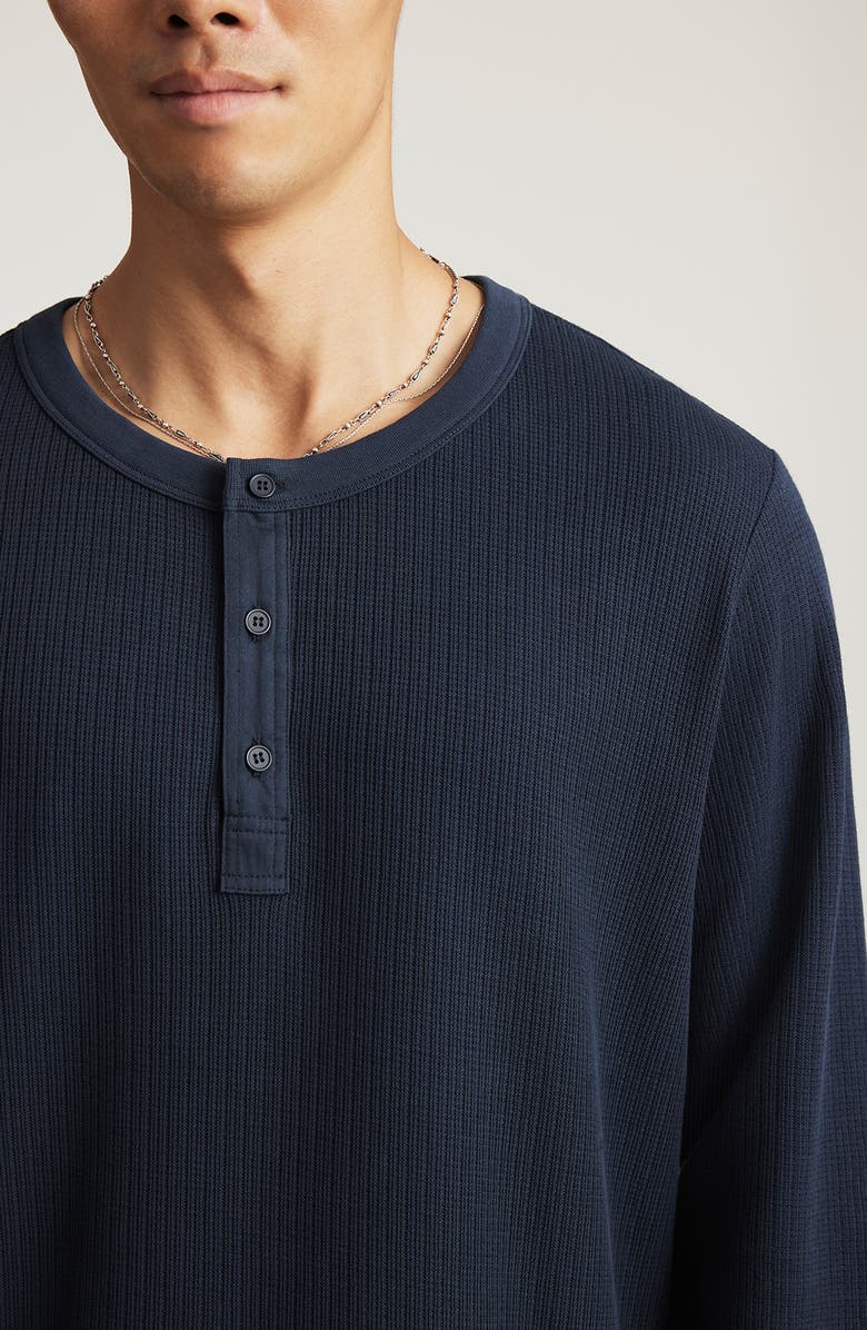 Mavi Jeans Regular Fit Waffle Knit Cotton Henley, Alternate, color, Total Eclipse