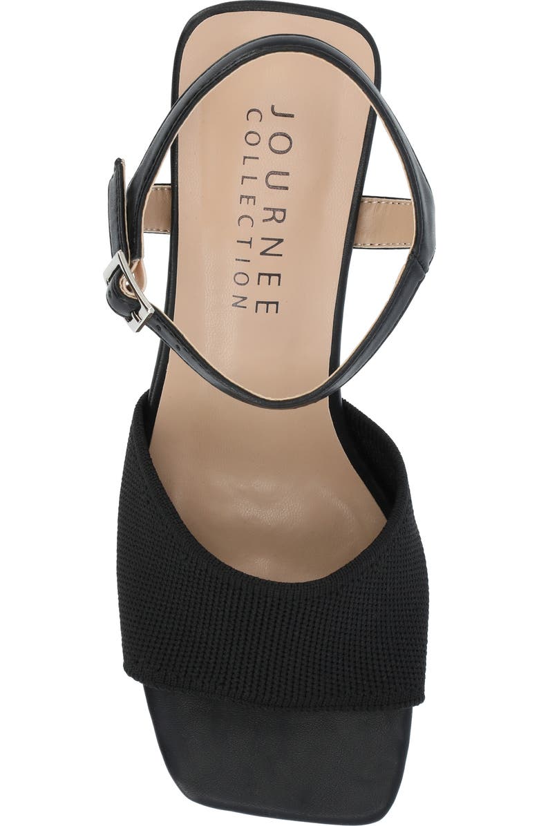 Journee Collection Evylinn Knit Block Heel Sandal, Alternate, color, Black