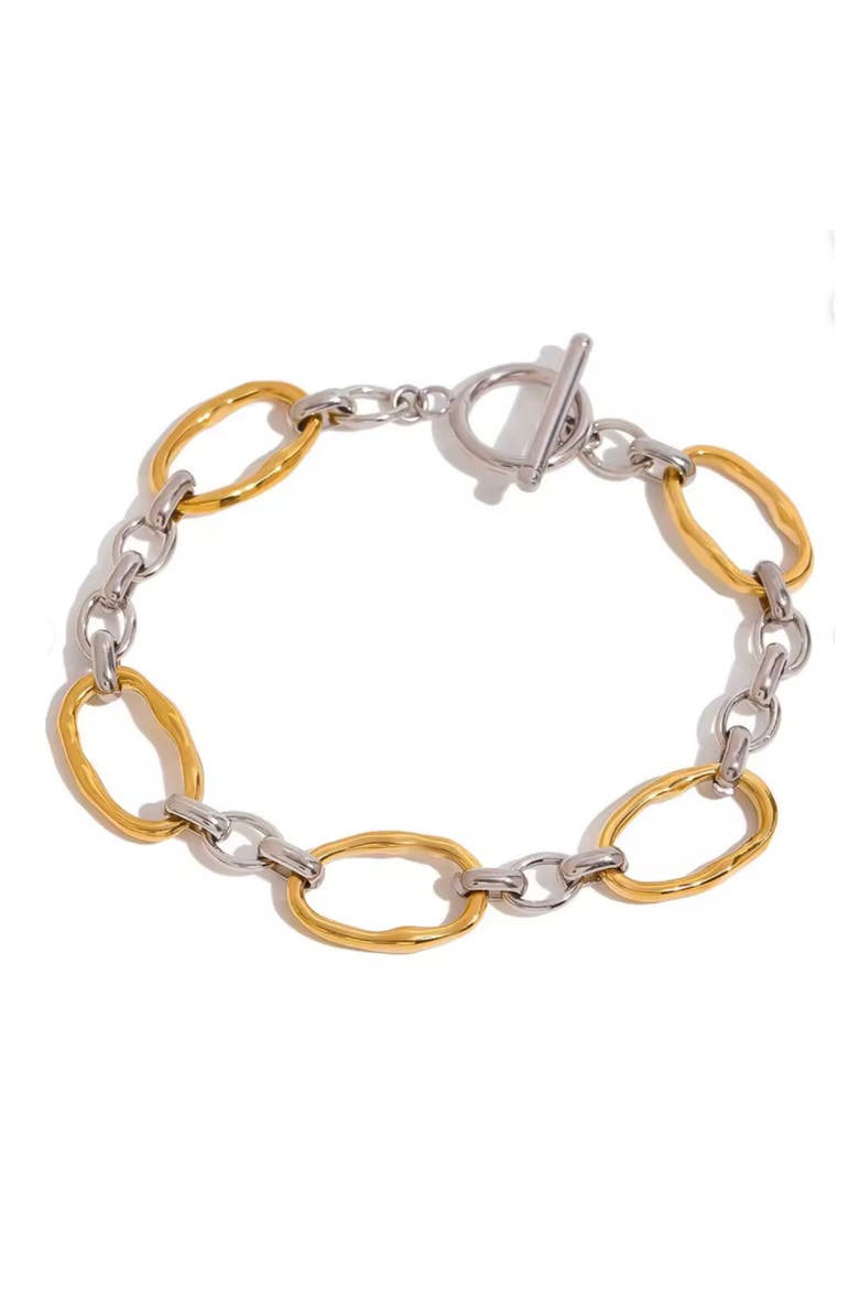 Mixed Metal Chain Link Bracelet, Main, color, GOLD/ SILVER