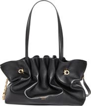 FERRAGAMO Medium Gancio Piercing Soft Leather Shoulder Bag