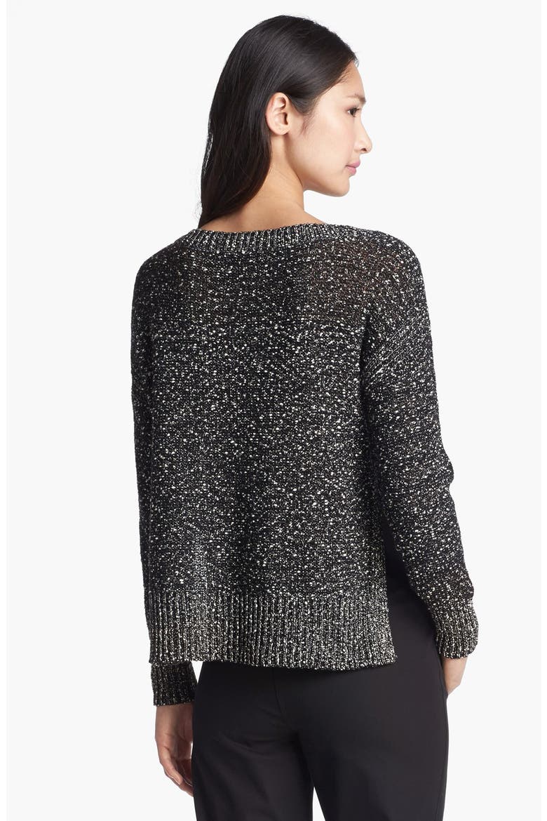 Wrapped Cotton Nubble Sweater, Alternate, color, BLACK/ WHITE
